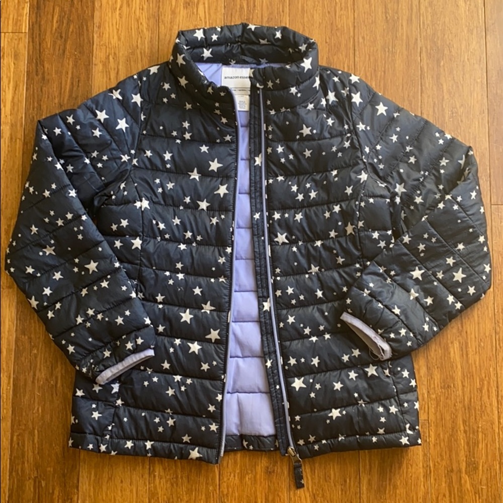 Amazon navy blue star pattern puffer jacket